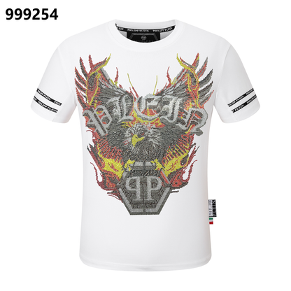 PHILIPP PLEIN Round-Neck T-Shirt with a Flaming Eagle Design
