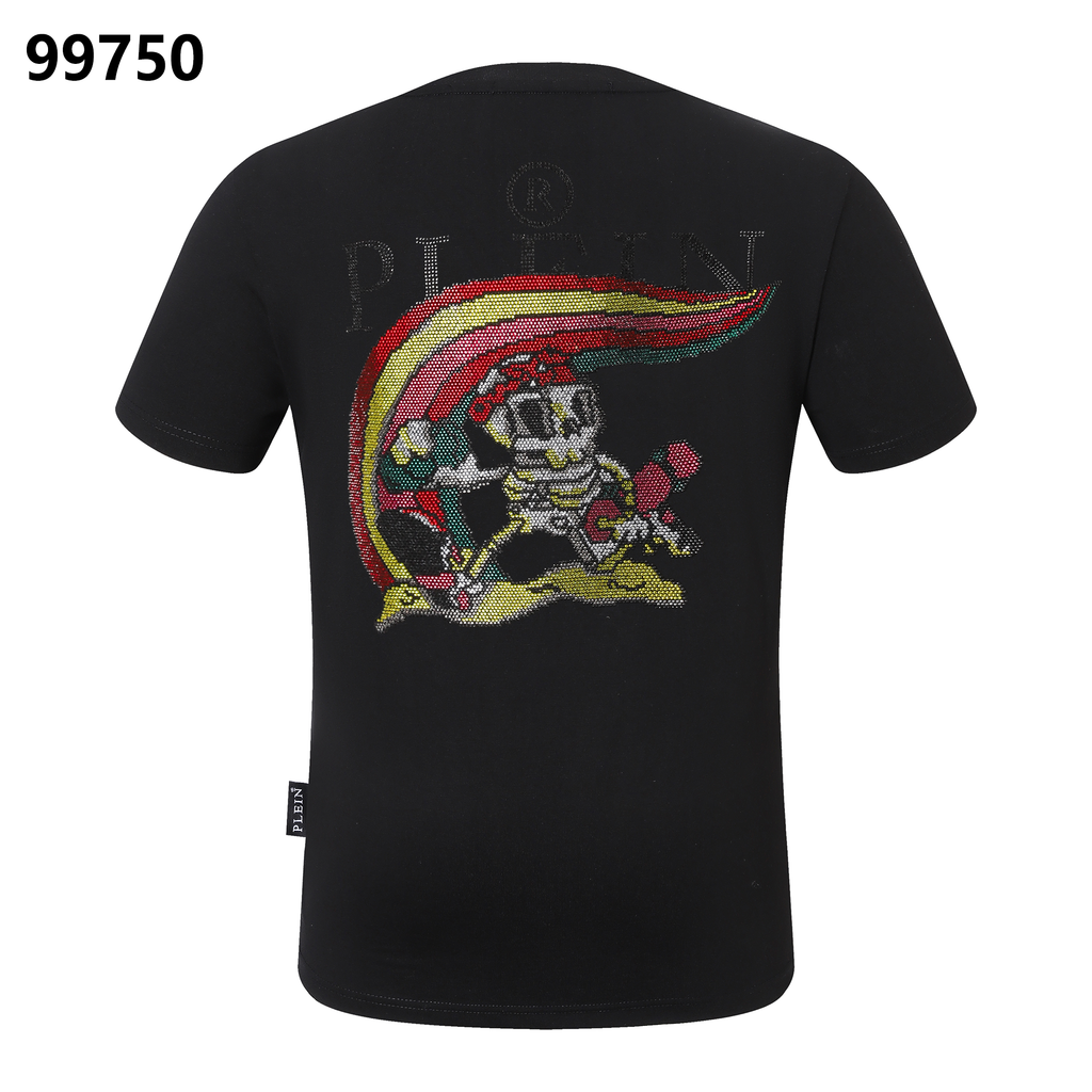 PHILIPP PLEIN スカルプリント ラインストーン装飾 クルーネック Tシャツ