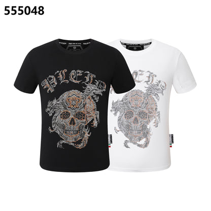 PHILIPP PLEIN Round-Neck T-Shirt with Skull and Dragon Design