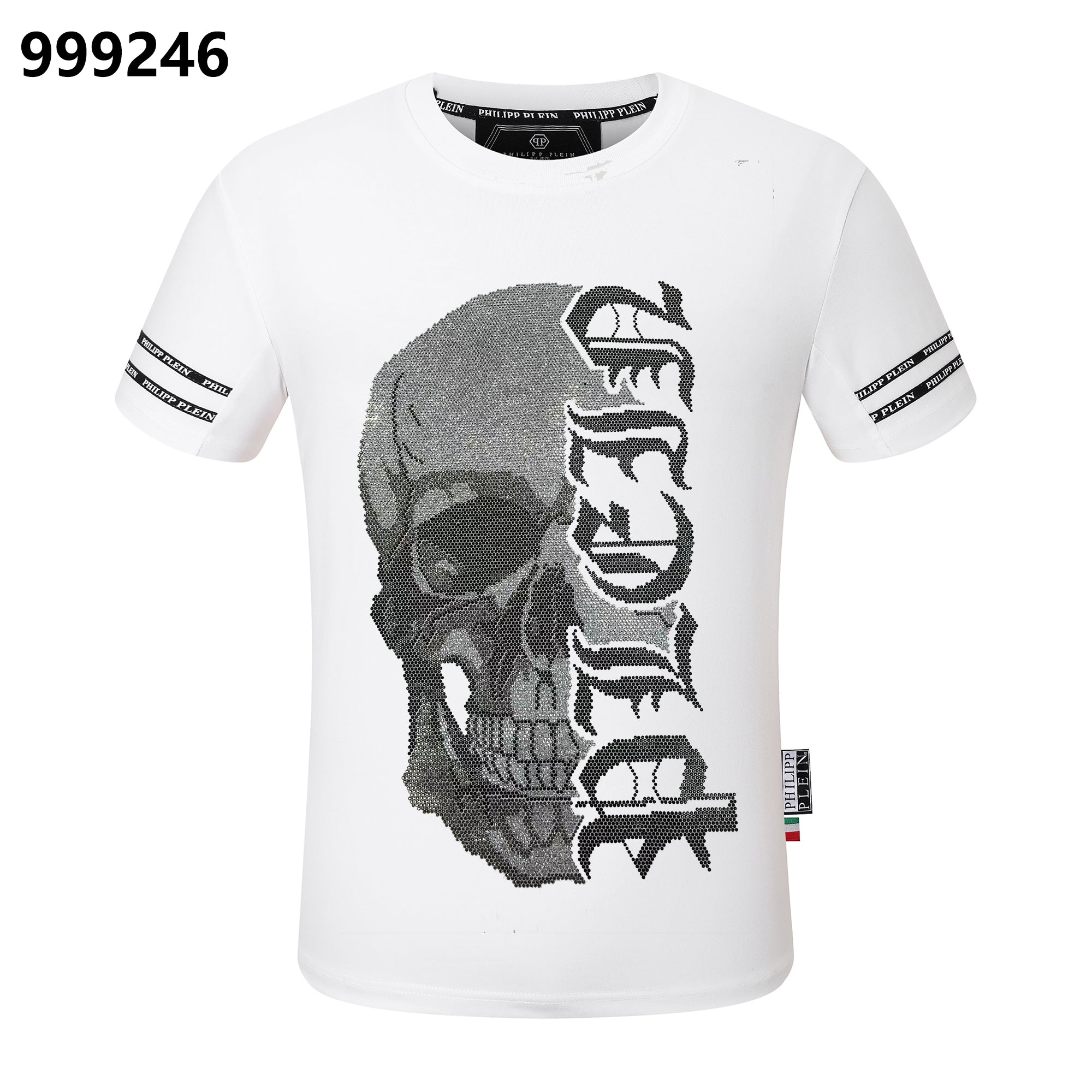 PHILIPP PLEIN 해골 프린트 크루넥 티셔츠