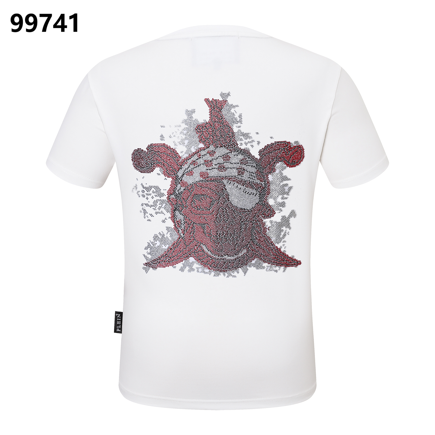 PHILIPP PLEIN Rundhals-T-Shirt mit rotem Totenkopf-Design