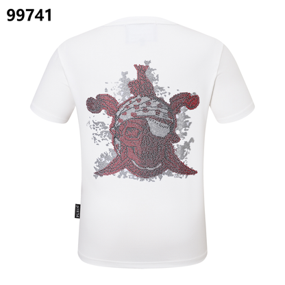PHILIPP PLEIN Rundhals-T-Shirt mit rotem Totenkopf-Design
