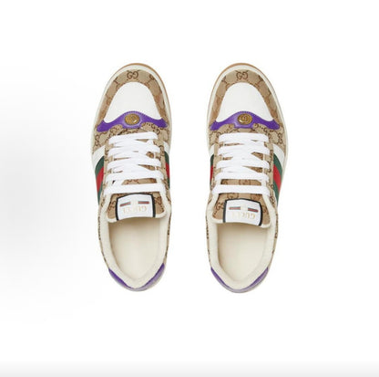 GUCCI Screener “Dirty” Sneakers, Leather, Men's, Brown