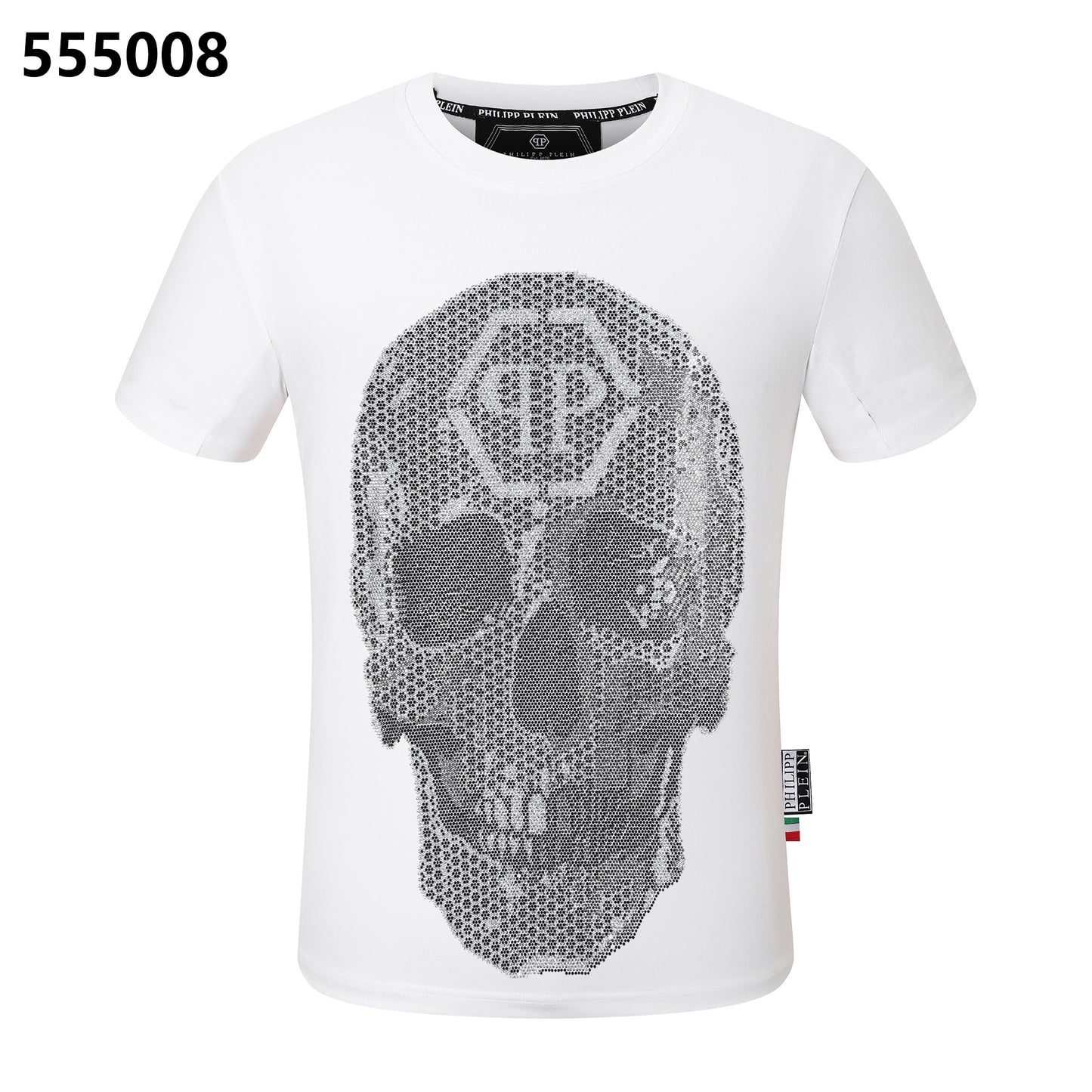 PHILIPP PLEIN T-Shirt mit Rundhalsausschnitt und Totenkopf-Print