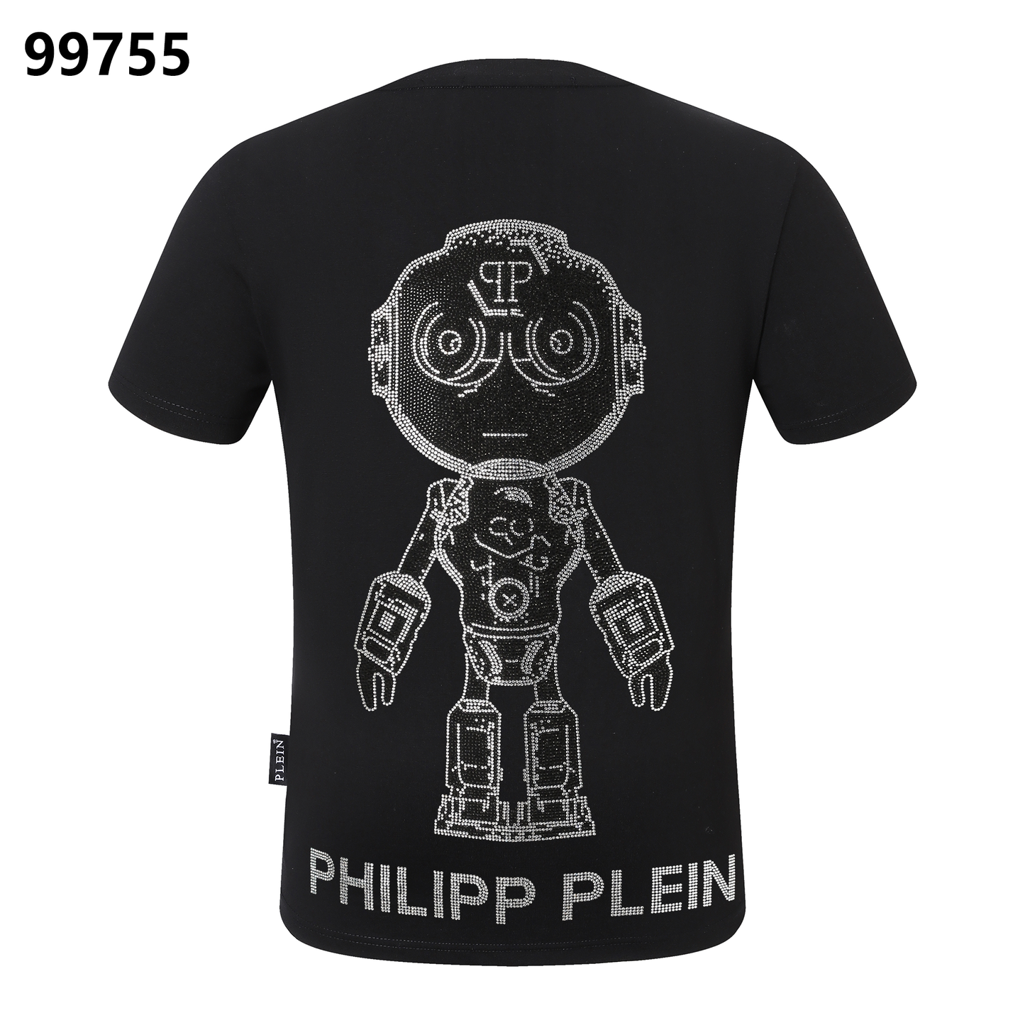 PHILIPP PLEIN T-Shirt mit Rundhalsausschnitt und Roboter-Strassverzierungen