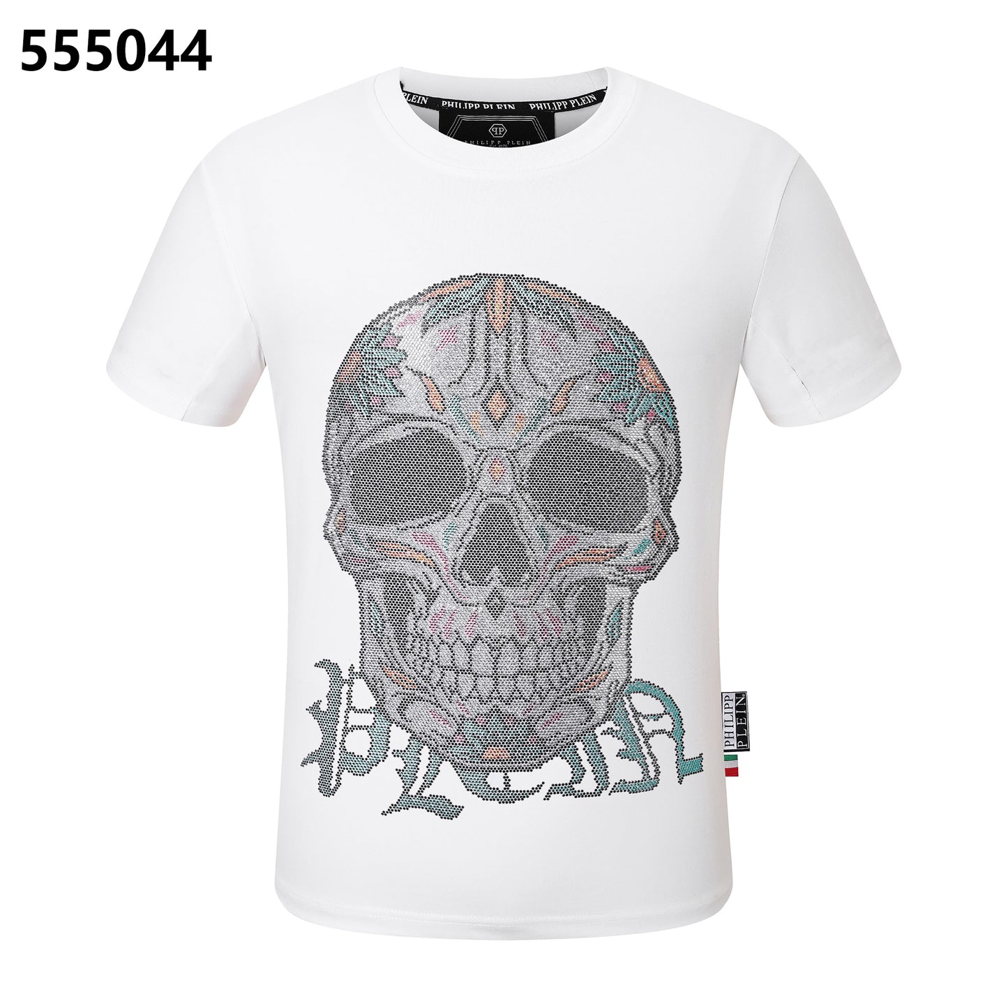 PHILIPP PLEIN T-Shirt mit Rundhalsausschnitt und Totenkopf-Print