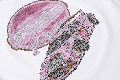 PHILIPP PLEIN Pink Race Car Print Crew Neck T-Shirt