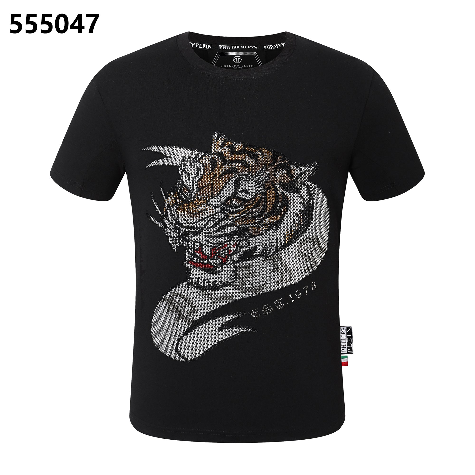 PHILIPP PLEIN タイガーヘッドデザイン ラウンドネックTシャツ