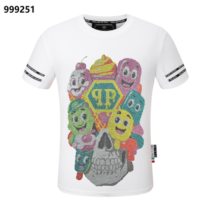 PHILIPP PLEIN Fun Cartoon Skeleton Ice Cream Round-Neck T-Shirt
