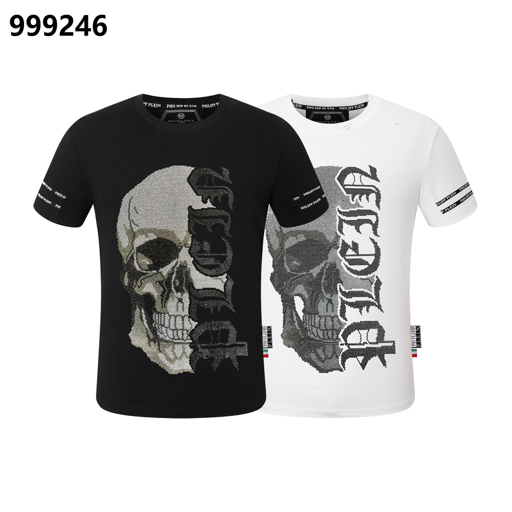 PHILIPP PLEIN 해골 프린트 크루넥 티셔츠