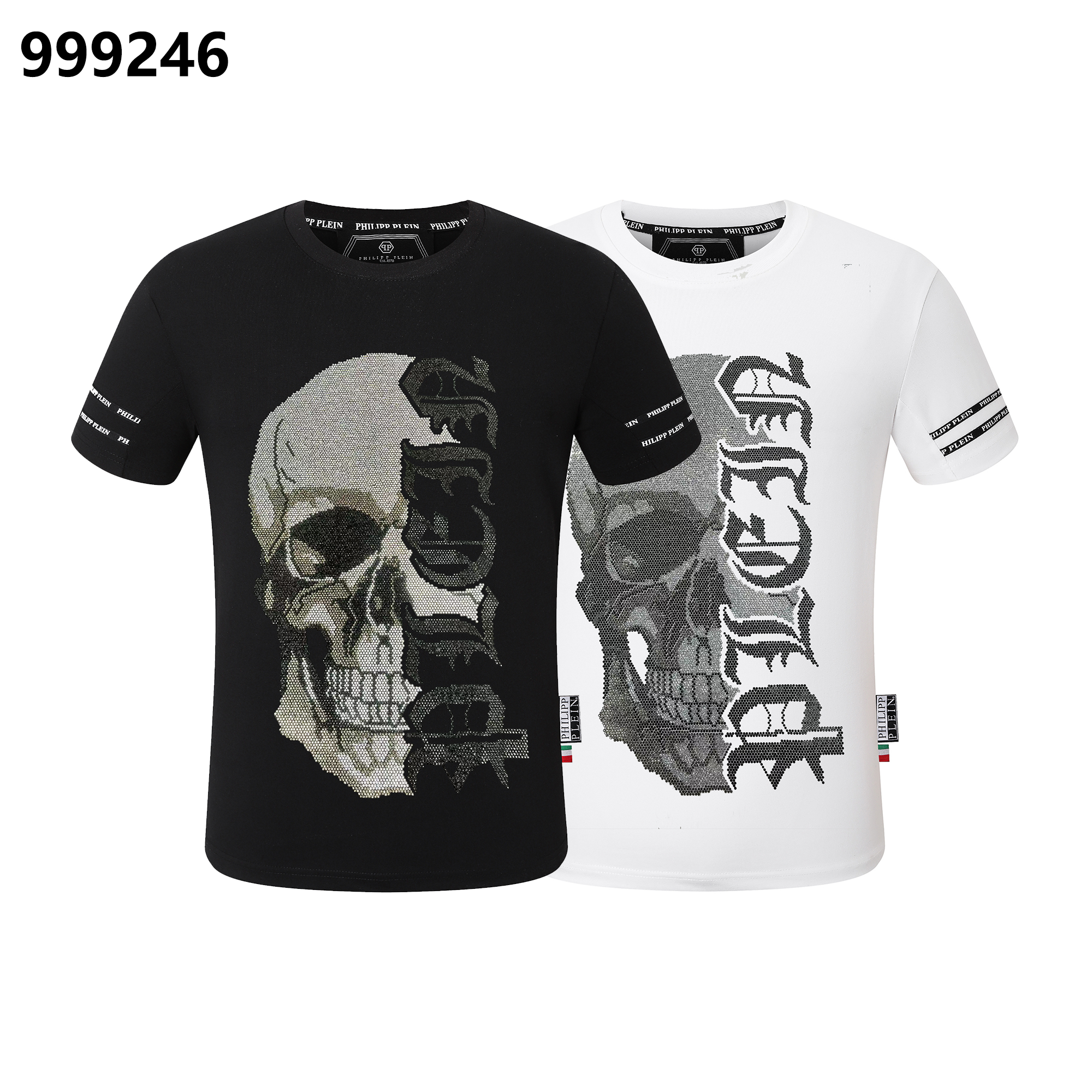PHILIPP PLEIN 해골 프린트 크루넥 티셔츠