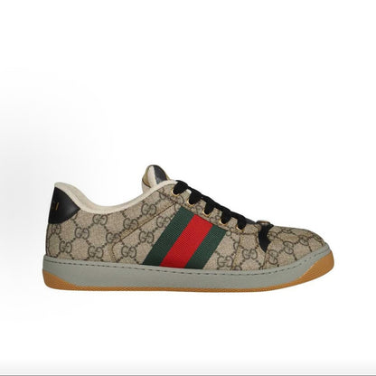 GUCCI Screener “Dirty” Sneakers GG Enamel  Men's Ebony
