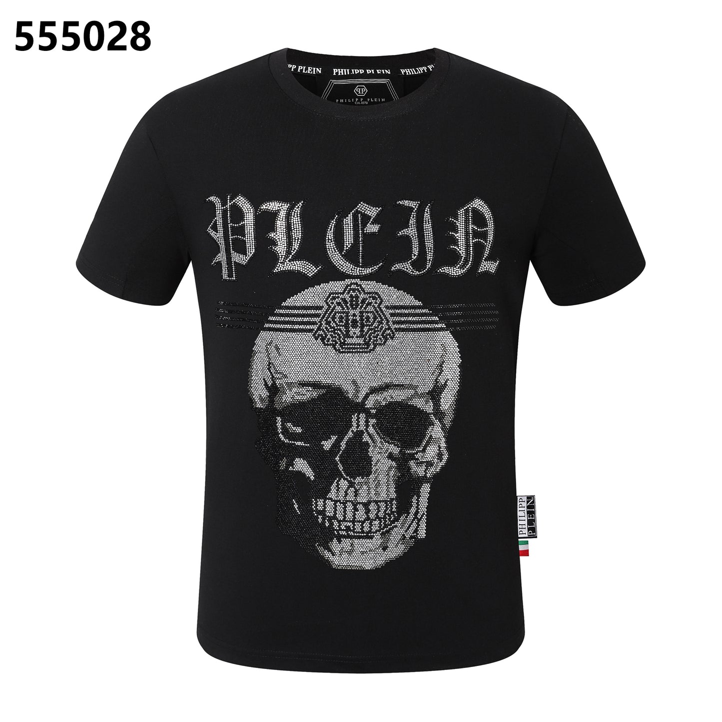 PHILIPP PLEIN T-Shirt mit Rundhalsausschnitt und Totenkopf-Print