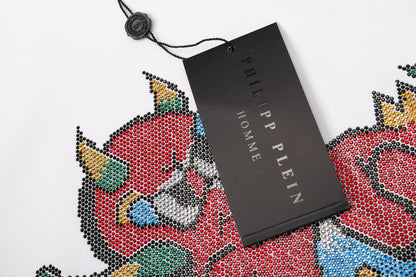 PHILIPP PLEIN Rundhals-T-Shirt mit Totenkopf- und Teufelsdesign