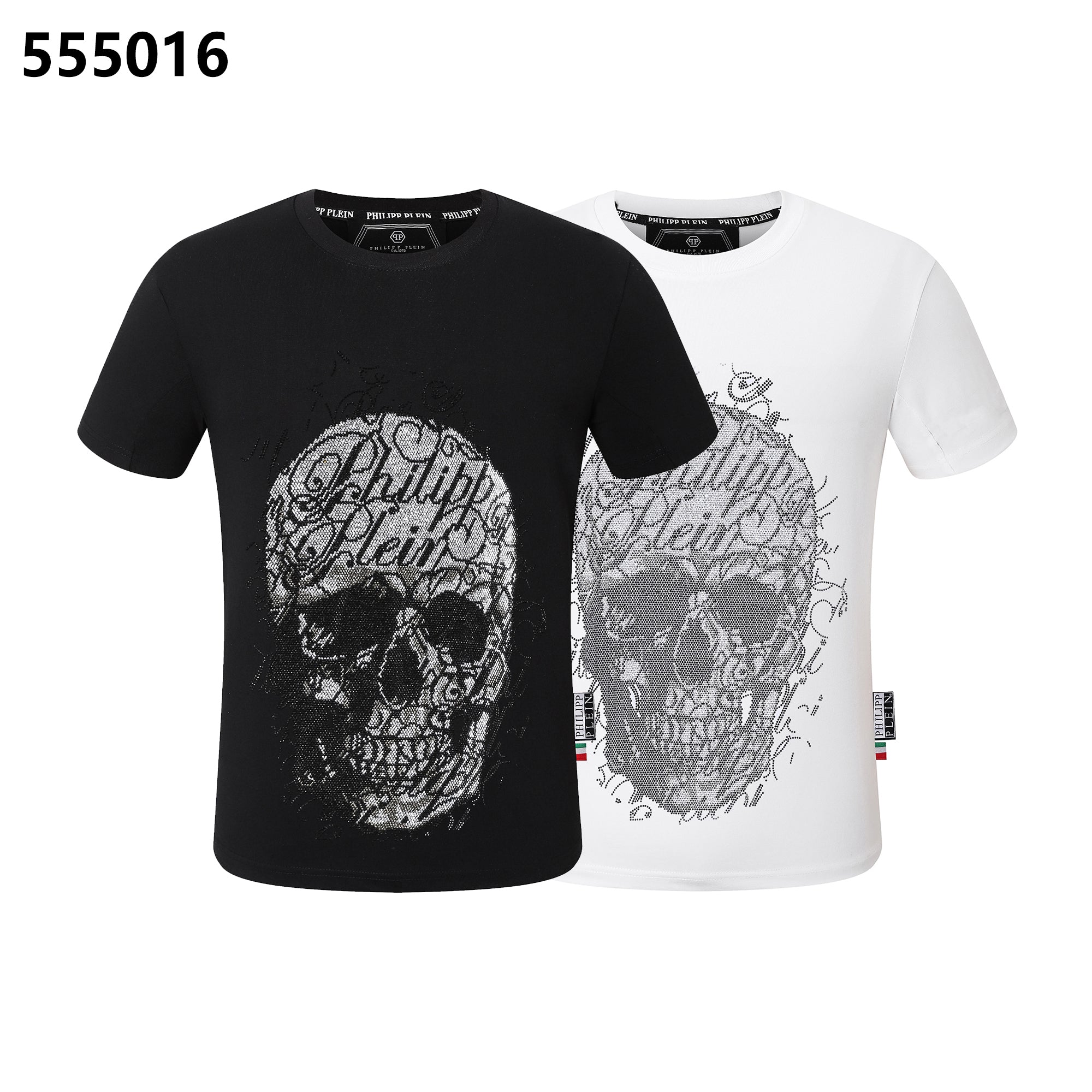 PHILIPP PLEIN 해골 프린트 크루넥 티셔츠