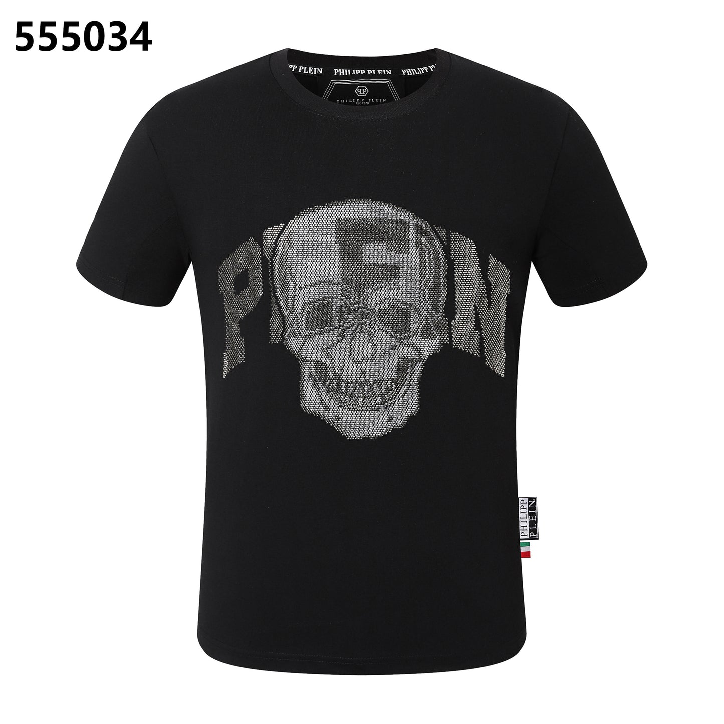PHILIPP PLEIN T-Shirt mit Rundhalsausschnitt und Totenkopf-Print