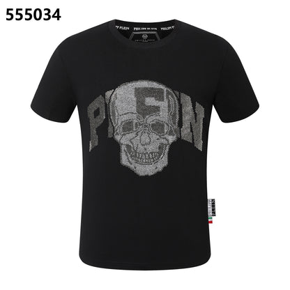 PHILIPP PLEIN T-Shirt mit Rundhalsausschnitt und Totenkopf-Print