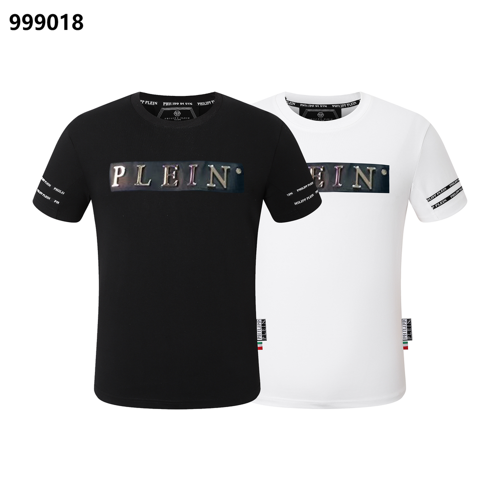 PHILIPP PLEIN メタルレタリング入りラウンドネックTシャツ