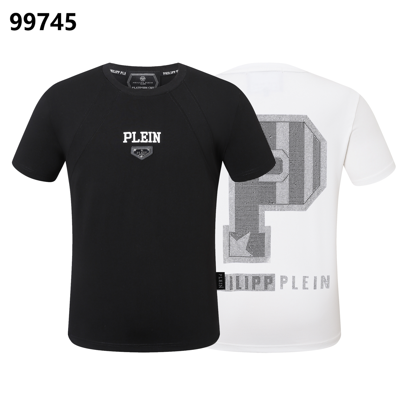 PHILIPP PLEIN Round-Neck T-Shirt with Diamond-Studded Lettering