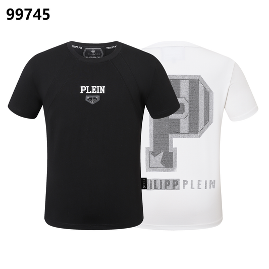 PHILIPP PLEIN Round-Neck T-Shirt with Diamond-Studded Lettering