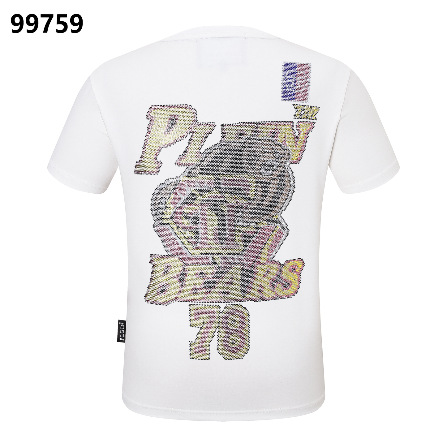 PHILIPP PLEIN Letter Grizzly Rhinestone Rundhals-T-Shirt