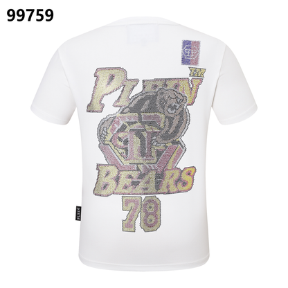 PHILIPP PLEIN Letter Grizzly Rhinestone Rundhals-T-Shirt