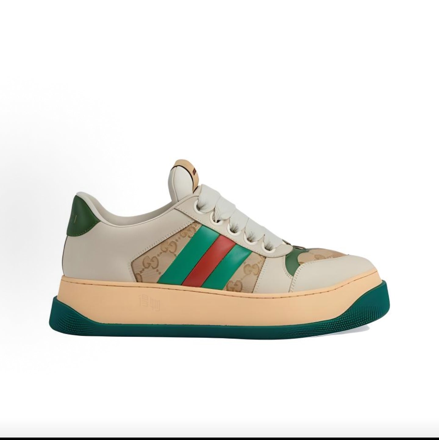 GUCCI Screener “Pangding” Distressed Sneakers, Leather, Men's, Green