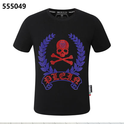 PHILIPP PLEIN Round-Neck T-Shirt with Red Skull Design
