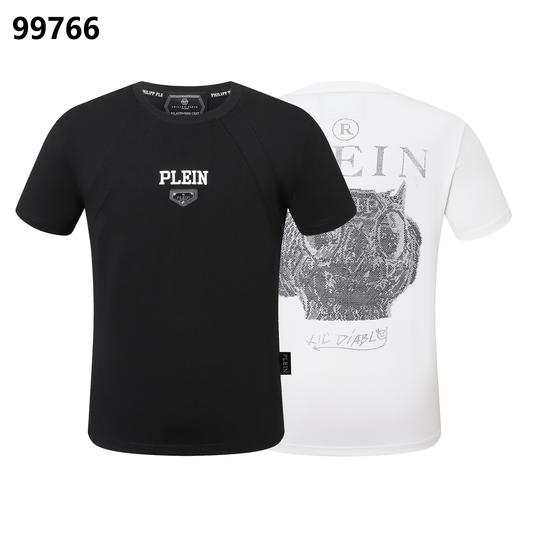 PHILIPP PLEIN Round-Neck T-Shirt with Demon Skull Design