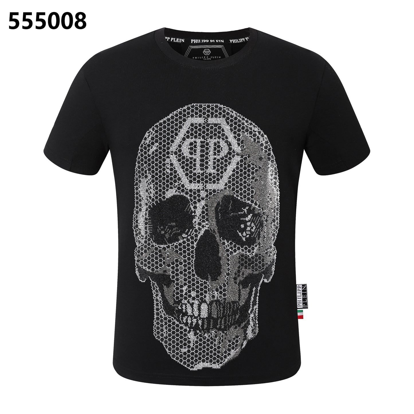 PHILIPP PLEIN T-Shirt mit Rundhalsausschnitt und Totenkopf-Print