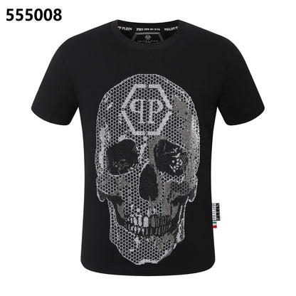 PHILIPP PLEIN T-Shirt mit Rundhalsausschnitt und Totenkopf-Print