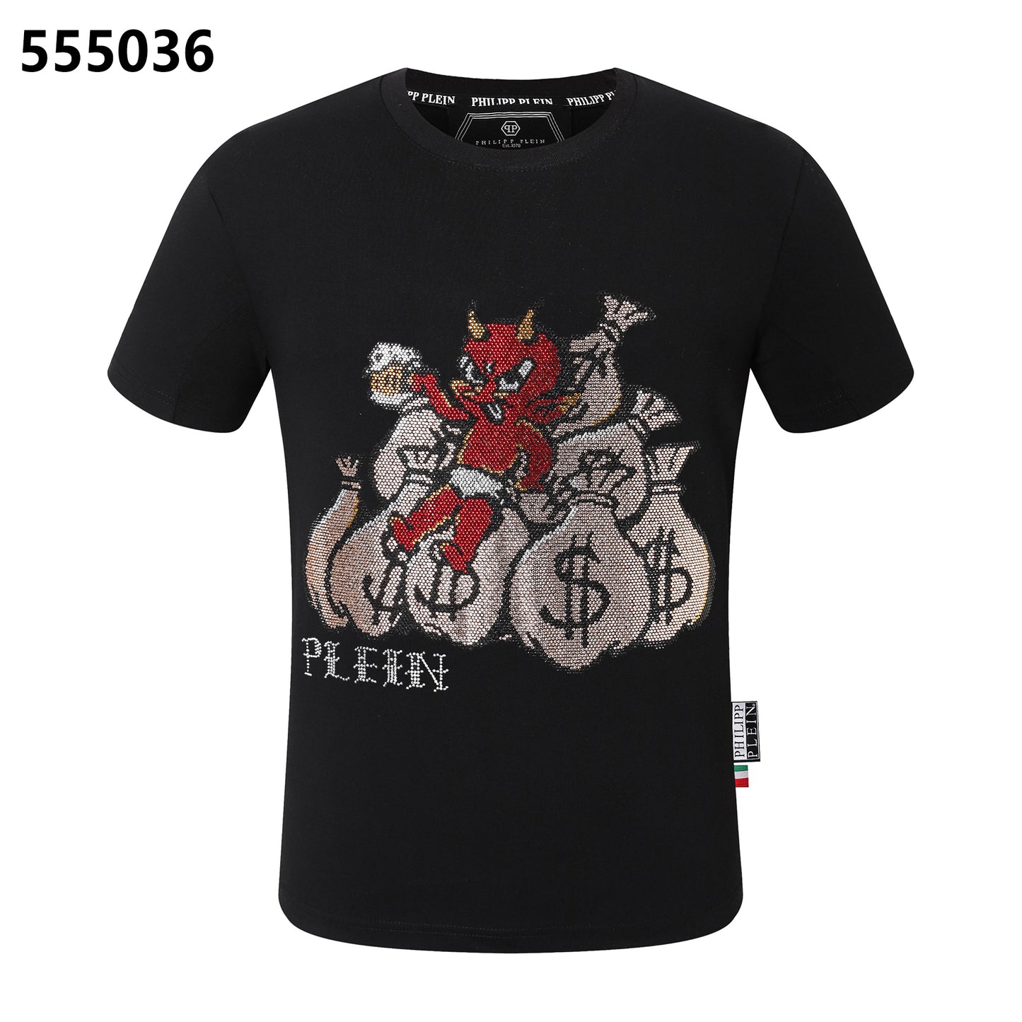 PHILIPP PLEIN Rundhals-T-Shirt mit Dämonen-Print