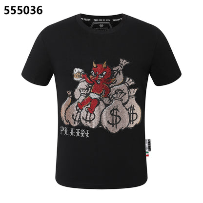 PHILIPP PLEIN Rundhals-T-Shirt mit Dämonen-Print
