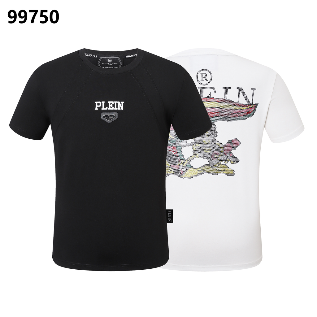 PHILIPP PLEIN スカルプリント ラインストーン装飾 クルーネック Tシャツ