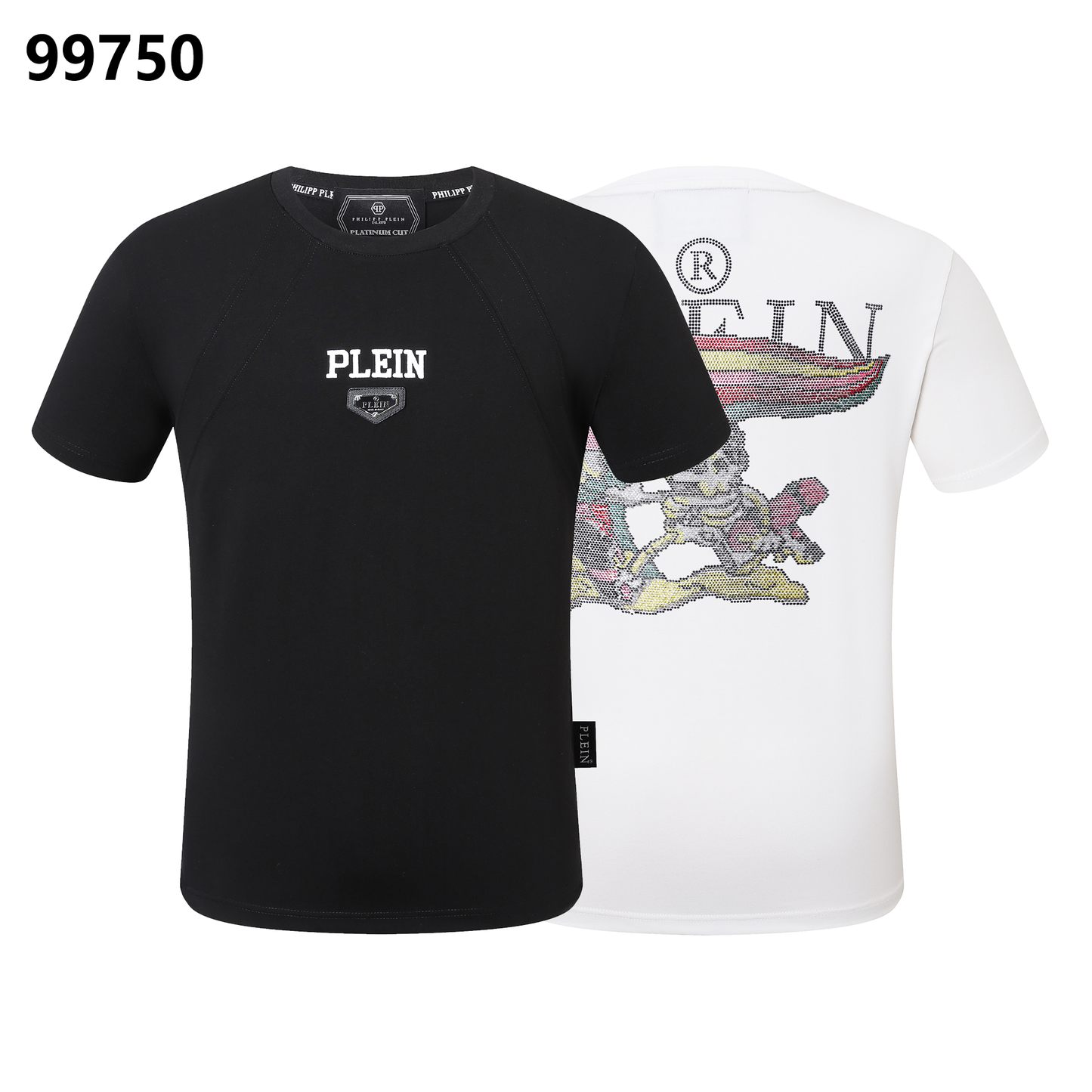 PHILIPP PLEIN T-Shirt mit Totenkopf-Print, Strassbesatz und Rundhalsausschnitt