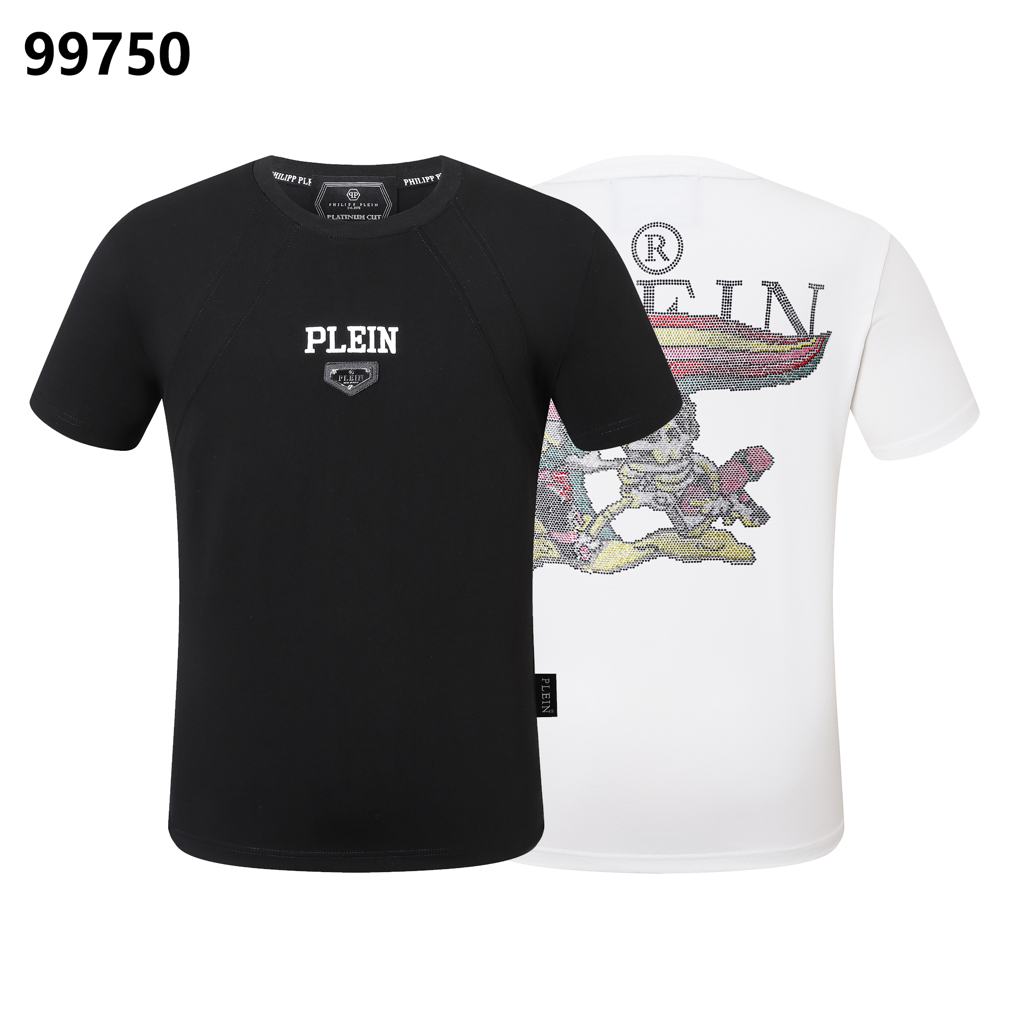 PHILIPP PLEIN スカルプリント ラインストーン装飾 クルーネック Tシャツ