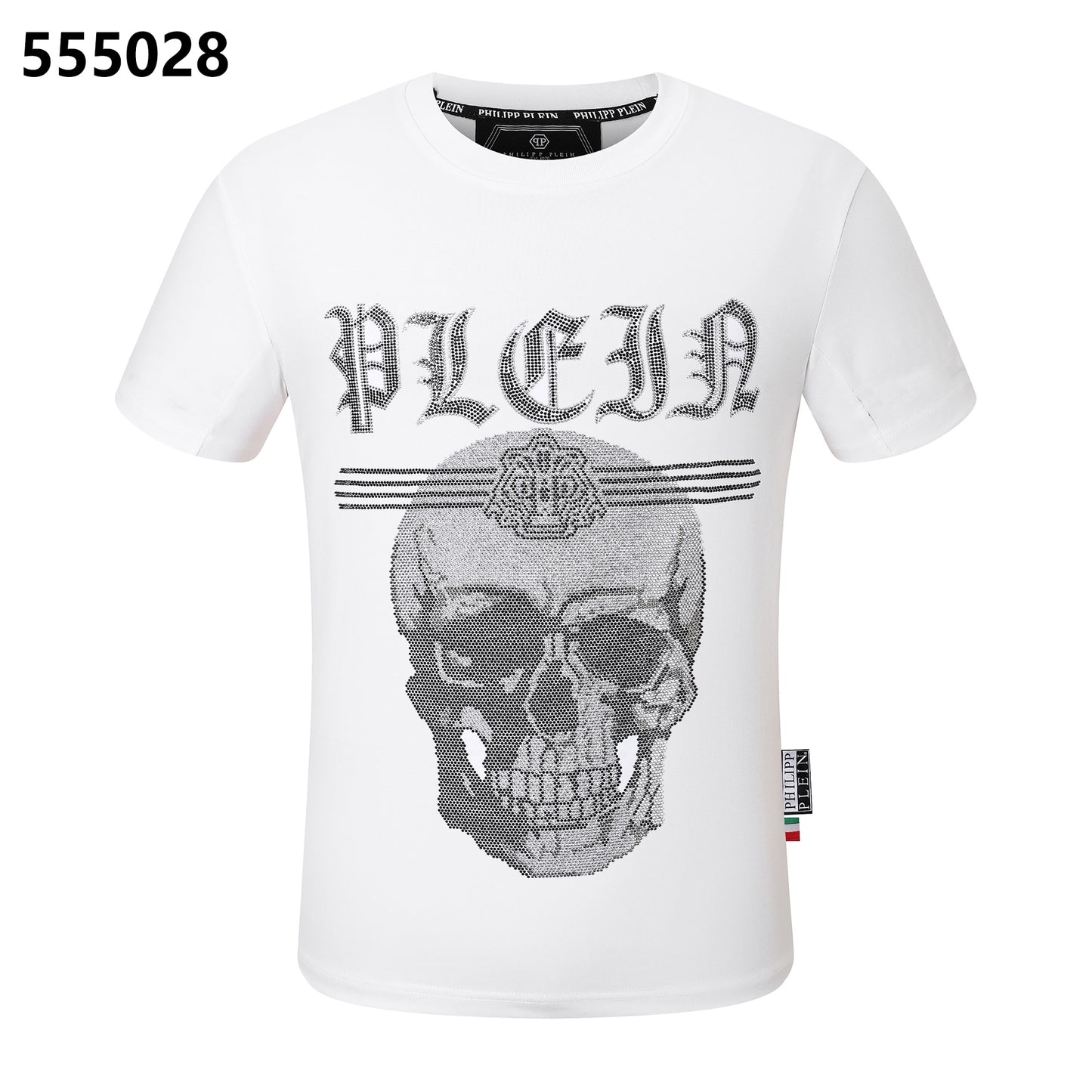 PHILIPP PLEIN T-Shirt mit Rundhalsausschnitt und Totenkopf-Print