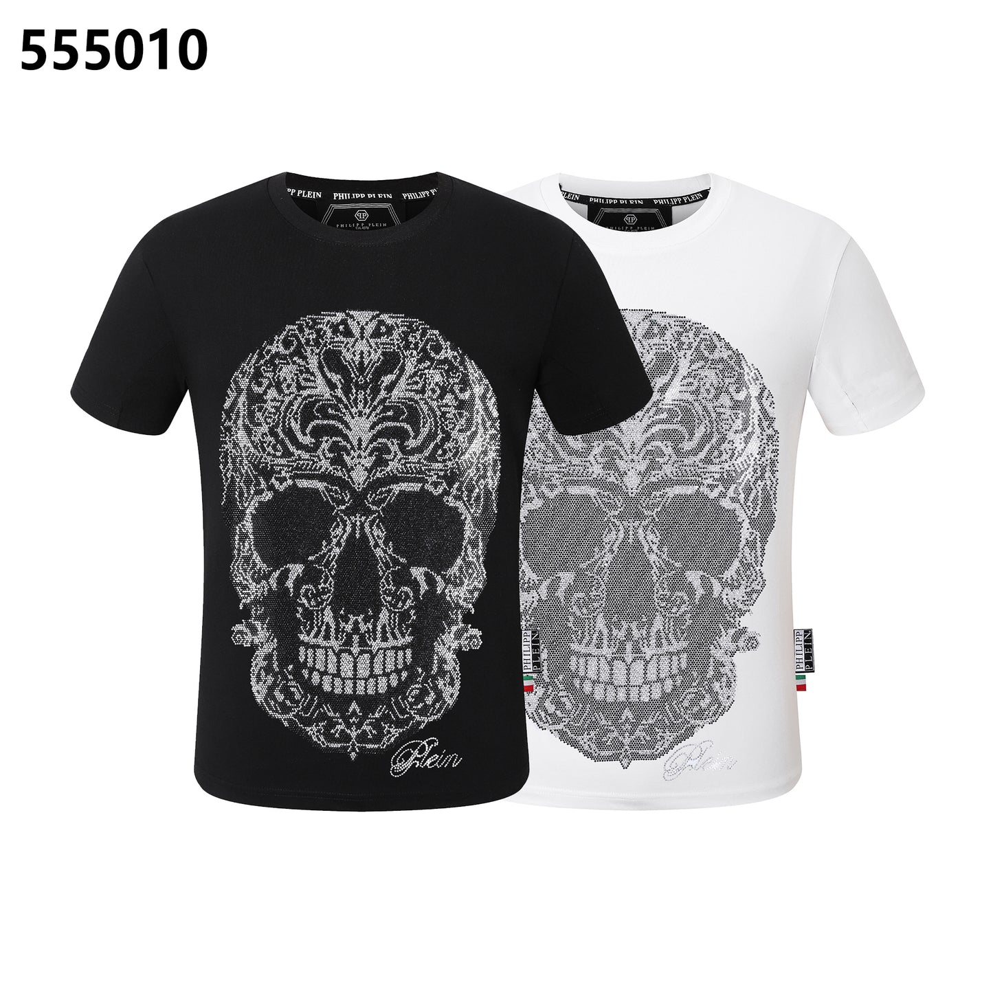 PHILIPP PLEIN T-Shirt mit Rundhalsausschnitt und Totenkopf-Print