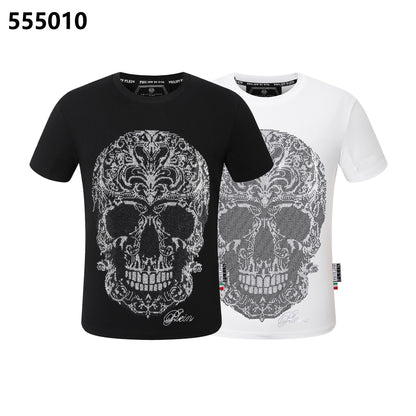 PHILIPP PLEIN T-Shirt mit Rundhalsausschnitt und Totenkopf-Print