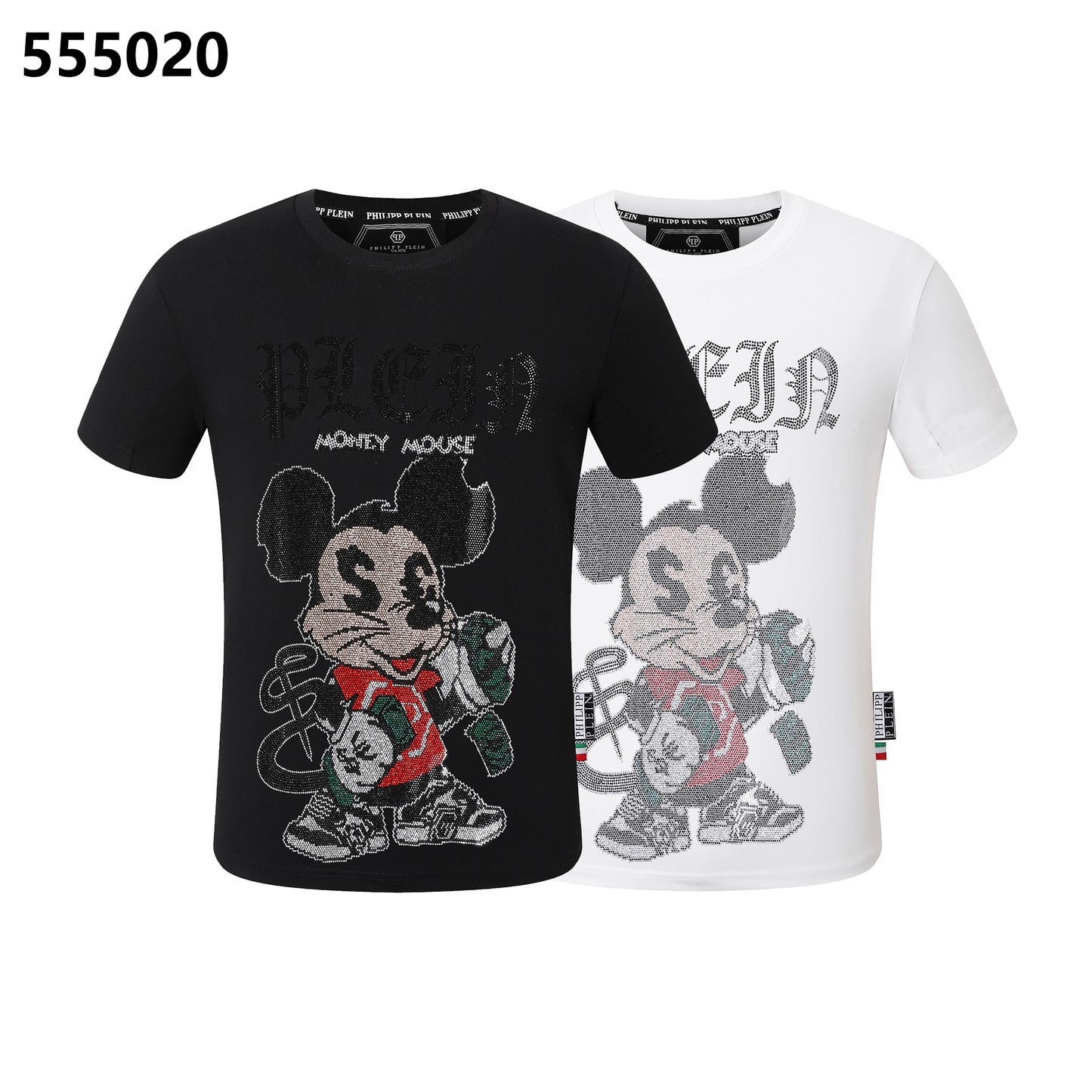 PHILIPP PLEIN T-Shirt mit Rundhalsausschnitt und Micky-Maus-Print
