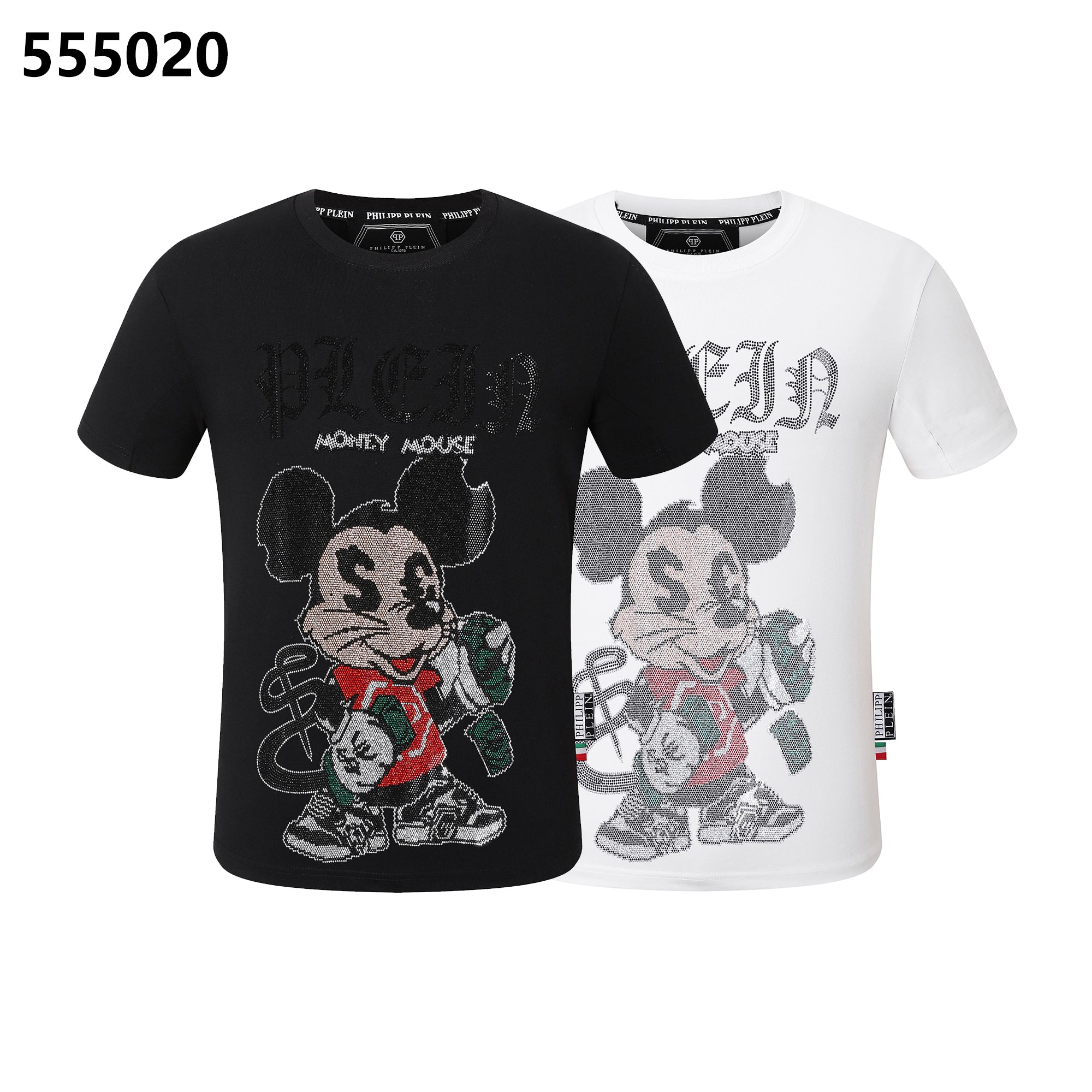 フィリップ プレイン ミッキーマウス プリント クルーネック Tシャツ