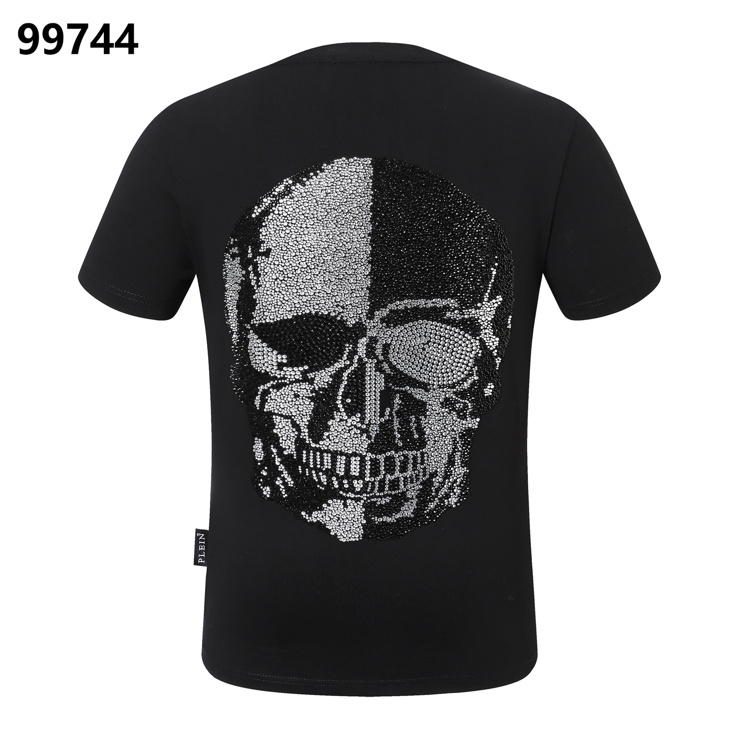 PHILIPP PLEIN T-Shirt mit Rundhalsausschnitt, Totenkopf-Print und Strasssteinen