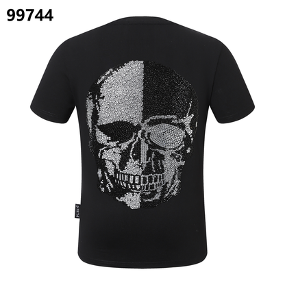 PHILIPP PLEIN T-Shirt mit Rundhalsausschnitt, Totenkopf-Print und Strasssteinen