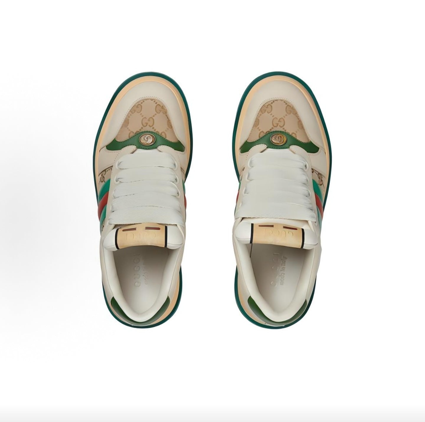 GUCCI Screener “Pangding” Distressed Sneakers, Leather, Men's, Green