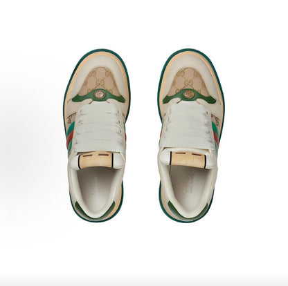 GUCCI Screener “Pangding” Distressed Sneakers, Leather, Men's, Green