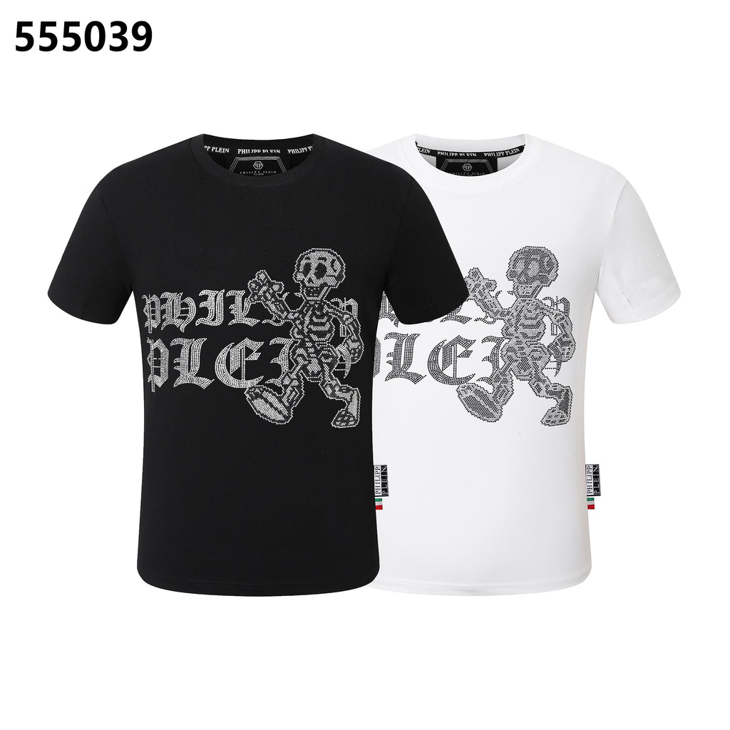 PHILIPP PLEIN スカルとレターデザインの丸首Tシャツ