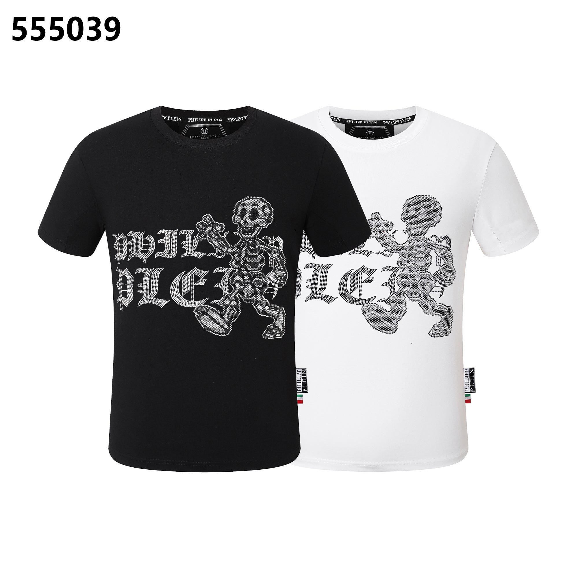 PHILIPP PLEIN スカルとレターデザインの丸首Tシャツ