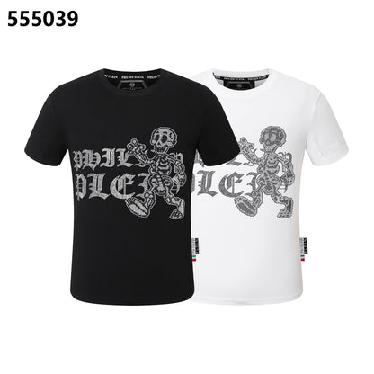 PHILIPP PLEIN Round-Neck T-Shirt with a Skull and Letter Design