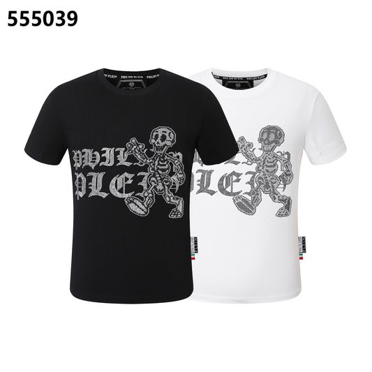 PHILIPP PLEIN Round-Neck T-Shirt with a Skull and Letter Design