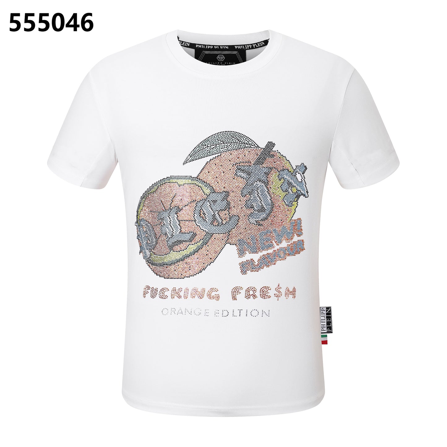 PHILIPP PLEIN Round-Neck T-Shirt with Orange Print